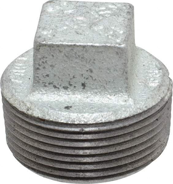 B&K Mueller - Class 150, 1-1/4" Galvanized Pipe Square Plug - Threaded, Malleable Iron - Benchmark Tooling