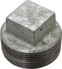B&K Mueller - Class 150, 1-1/2" Galvanized Pipe Square Plug - Threaded, Malleable Iron - Benchmark Tooling