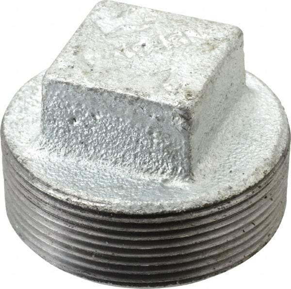 B&K Mueller - Class 150, 2" Galvanized Pipe Square Plug - Threaded, Malleable Iron - Benchmark Tooling