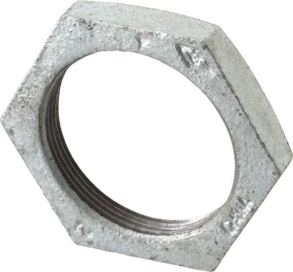 B&K Mueller - Class 150, 2" Galvanized Pipe Hex Locknut - Threaded, Malleable Iron - Benchmark Tooling