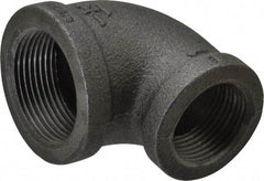 B&K Mueller - Size 1-1/4 x 1", Class 150, Malleable Iron Black Pipe 90° Reducing Elbow - 150 psi, Threaded End Connection - Benchmark Tooling