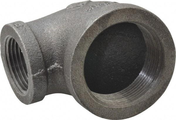 B&K Mueller - Size 1-1/2 x 1", Class 150, Malleable Iron Black Pipe 90° Reducing Elbow - 150 psi, Threaded End Connection - Benchmark Tooling