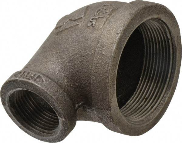 B&K Mueller - Size 2 x 1", Class 150, Malleable Iron Black Pipe 90° Reducing Elbow - 150 psi, Threaded End Connection - Benchmark Tooling