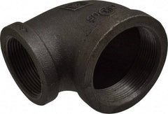 B&K Mueller - Size 2 x 1-1/2", Class 150, Malleable Iron Black Pipe 90° Reducing Elbow - 150 psi, Threaded End Connection - Benchmark Tooling