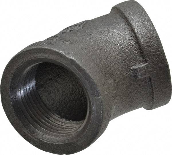 B&K Mueller - Size 1", Class 150, Malleable Iron Black Pipe 45° Elbow - 150 psi, Threaded End Connection - Benchmark Tooling