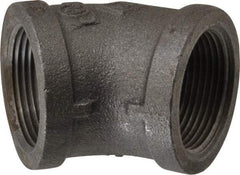 B&K Mueller - Size 1-1/4", Class 150, Malleable Iron Black Pipe 45° Elbow - 150 psi, Threaded End Connection - Benchmark Tooling