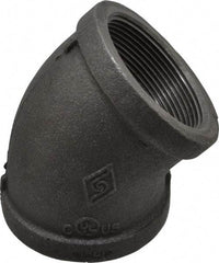 B&K Mueller - Size 2", Class 150, Malleable Iron Black Pipe 45° Elbow - 150 psi, Threaded End Connection - Benchmark Tooling