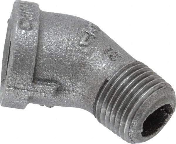 B&K Mueller - Size 1/2", Class 150, Malleable Iron Black Pipe 45° Street Elbow - 150 psi, Threaded End Connection - Benchmark Tooling