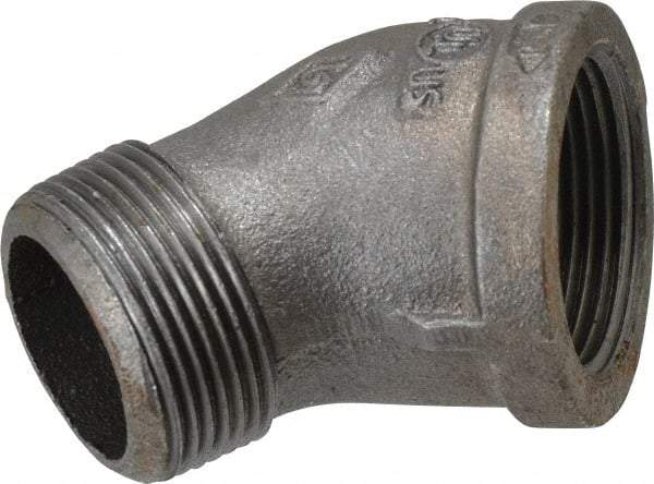 B&K Mueller - Size 1-1/4", Class 150, Malleable Iron Black Pipe 45° Street Elbow - 150 psi, Threaded End Connection - Benchmark Tooling