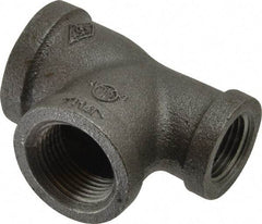 B&K Mueller - Size 3/4 x 1/2 x 3/4", Class 150, Malleable Iron Black Pipe Reducing Tee - 150 psi, Threaded End Connection - Benchmark Tooling
