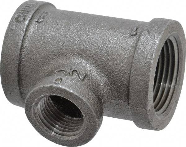 B&K Mueller - Size 1 x 1/2", Class 150, Malleable Iron Black Pipe Reducing Tee - 150 psi, Threaded End Connection - Benchmark Tooling