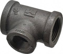 B&K Mueller - Size 1 x 3/4", Class 150, Malleable Iron Black Pipe Reducing Tee - 150 psi, Threaded End Connection - Benchmark Tooling