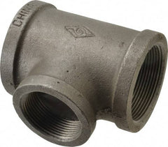 B&K Mueller - Size 2 x 1-1/2", Class 150, Malleable Iron Black Pipe Reducing Tee - 150 psi, Threaded End Connection - Benchmark Tooling