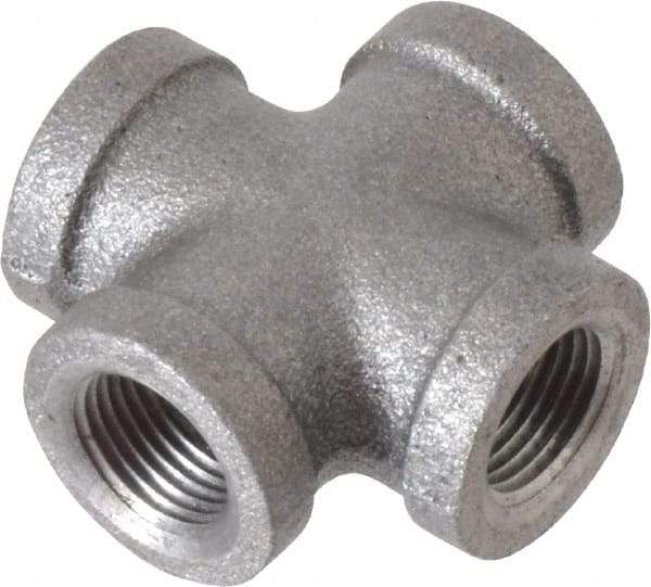 B&K Mueller - Size 3/8", Class 150, Malleable Iron Black Pipe Cross - 150 psi, Threaded End Connection - Benchmark Tooling