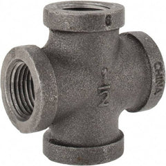 B&K Mueller - Size 1/2", Class 150, Malleable Iron Black Pipe Cross - 150 psi, Threaded End Connection - Benchmark Tooling