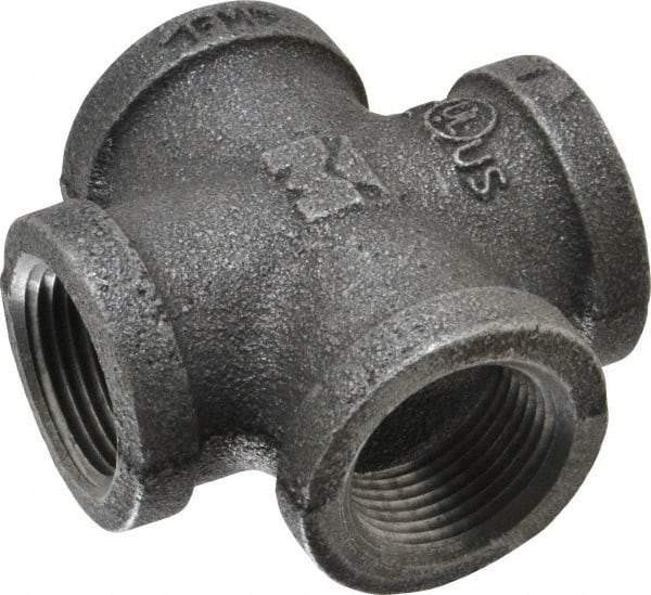 Value Collection - Size 3/4", Class 150, Malleable Iron Black Pipe Cross - 150 psi, Threaded End Connection - Benchmark Tooling