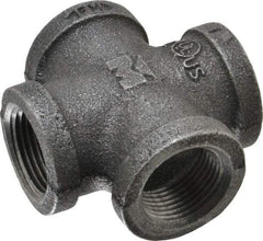 Value Collection - Size 3/4", Class 150, Malleable Iron Black Pipe Cross - 150 psi, Threaded End Connection - Benchmark Tooling