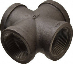 B&K Mueller - Size 1-1/2", Class 150, Malleable Iron Black Pipe Cross - 150 psi, Threaded End Connection - Benchmark Tooling