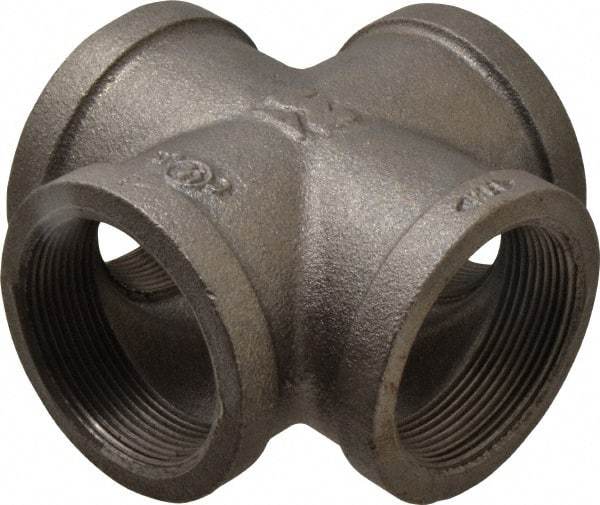 B&K Mueller - Size 2", Class 150, Malleable Iron Black Pipe Cross - 150 psi, Threaded End Connection - Benchmark Tooling