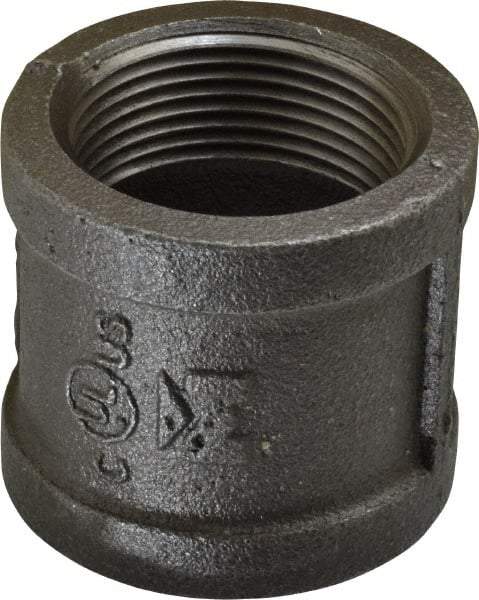 B&K Mueller - Size 1-1/4", Class 150, Malleable Iron Black Pipe Coupling - 150 psi, Threaded End Connection - Benchmark Tooling