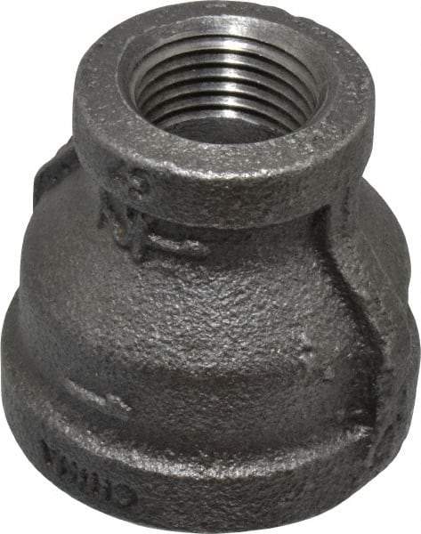 B&K Mueller - Size 1 x 1/2", Class 150, Malleable Iron Black Pipe Reducing Coupling - 150 psi, Threaded End Connection - Benchmark Tooling