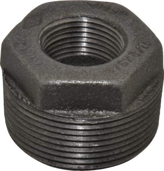 B&K Mueller - Size 1-1/2 x 3/4", Class 150, Malleable Iron Black Pipe Hex Bushing - 150 psi, Threaded End Connection - Benchmark Tooling
