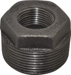 B&K Mueller - Size 1-1/2 x 3/4", Class 150, Malleable Iron Black Pipe Hex Bushing - 150 psi, Threaded End Connection - Benchmark Tooling