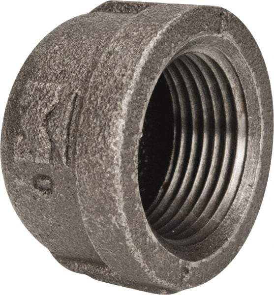 B&K Mueller - Size 1", Class 150, Malleable Iron Black Pipe End Cap - 150 psi, Threaded End Connection - Benchmark Tooling