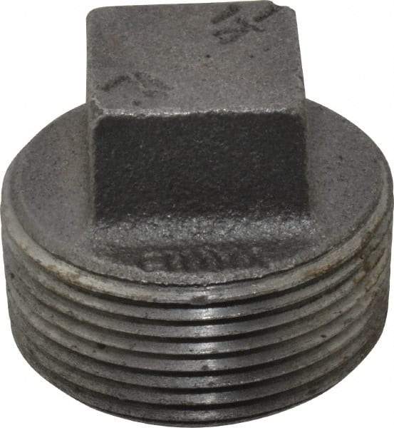 B&K Mueller - Size 1-1/4", Class 150, Malleable Iron Black Pipe Square Plug - 150 psi, Threaded End Connection - Benchmark Tooling