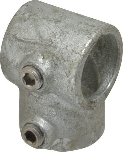 PRO-SAFE - 1" Pipe, Single Socket Tee, Malleable Iron Tee Pipe Rail Fitting - Galvanized Finish - Benchmark Tooling