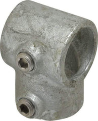 PRO-SAFE - 1" Pipe, Single Socket Tee, Malleable Iron Tee Pipe Rail Fitting - Galvanized Finish - Benchmark Tooling