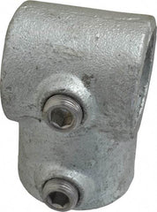 PRO-SAFE - 1-1/4" Pipe, Single Socket Tee, Malleable Iron Tee Pipe Rail Fitting - Galvanized Finish - Benchmark Tooling