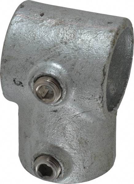PRO-SAFE - 1-1/2" Pipe, Single Socket Tee, Malleable Iron Tee Pipe Rail Fitting - Galvanized Finish - Benchmark Tooling