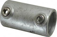 PRO-SAFE - 1-1/4" Pipe, Malleable Iron Straight Coupling Pipe Rail Fitting - Galvanized Finish - Benchmark Tooling