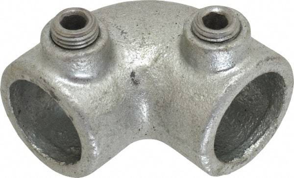 PRO-SAFE - 3/4" Pipe, 90° Elbow, Malleable Iron Elbow Pipe Rail Fitting - Galvanized Finish - Benchmark Tooling