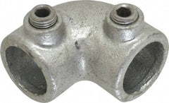 PRO-SAFE - 3/4" Pipe, 90° Elbow, Malleable Iron Elbow Pipe Rail Fitting - Galvanized Finish - Benchmark Tooling