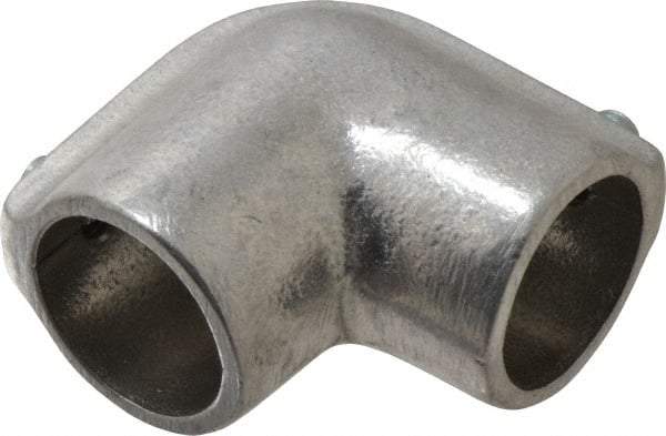 PRO-SAFE - 1" Pipe, 90° Elbow, Malleable Iron Elbow Pipe Rail Fitting - Galvanized Finish - Benchmark Tooling