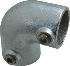 PRO-SAFE - 1-1/2" Pipe, 90° Elbow, Malleable Iron Elbow Pipe Rail Fitting - Galvanized Finish - Benchmark Tooling