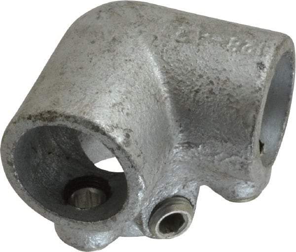 PRO-SAFE - 3/4" Pipe, 90° Side Outlet Elbow, Malleable Iron Elbow Pipe Rail Fitting - Galvanized Finish - Benchmark Tooling