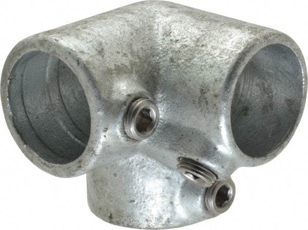PRO-SAFE - 1" Pipe, 90° Side Outlet Elbow, Malleable Iron Elbow Pipe Rail Fitting - Galvanized Finish - Benchmark Tooling