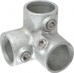 PRO-SAFE - 1-1/4" Pipe, 90° Side Outlet Elbow, Malleable Iron Elbow Pipe Rail Fitting - Galvanized Finish - Benchmark Tooling