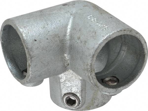 PRO-SAFE - 1-1/2" Pipe, 90° Side Outlet Elbow, Malleable Iron Elbow Pipe Rail Fitting - Galvanized Finish - Benchmark Tooling