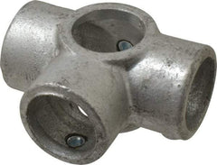 PRO-SAFE - 1-1/4" Pipe, Side Outlet Tee, Malleable Iron Tee Pipe Rail Fitting - Galvanized Finish - Benchmark Tooling