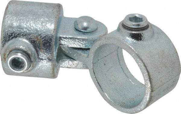 PRO-SAFE - 1-1/4" Pipe, Malleable Iron Swivel Socket Pipe Rail Fitting - Galvanized Finish - Benchmark Tooling