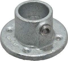 PRO-SAFE - 1-1/4" Pipe, Medium Flange, Malleable Iron Flange Pipe Rail Fitting - Galvanized Finish - Benchmark Tooling