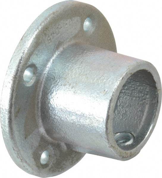 PRO-SAFE - 1-1/2" Pipe, Medium Flange, Malleable Iron Flange Pipe Rail Fitting - Galvanized Finish - Benchmark Tooling