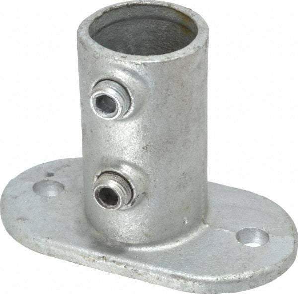 PRO-SAFE - 1-1/4" Pipe, Railing Flange, Malleable Iron Flange Pipe Rail Fitting - Galvanized Finish - Benchmark Tooling