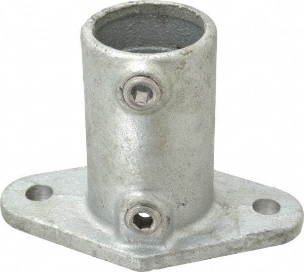 PRO-SAFE - 1-1/2" Pipe, Railing Flange, Malleable Iron Flange Pipe Rail Fitting - Galvanized Finish - Benchmark Tooling