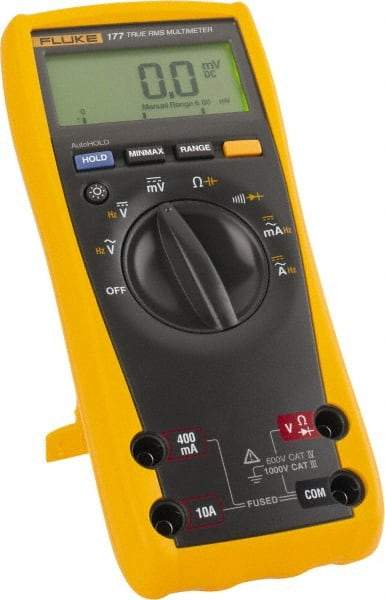 Fluke - 177 ESFP, CAT IV, CAT III, 1,000 VAC/VDC, Digital True RMS Auto Ranging Manual Ranging Multimeter - 50 mOhm, Measures Voltage, Capacitance, Current, Frequency, Resistance - Benchmark Tooling