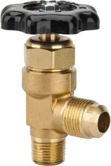 Parker - Flare x MNPTF End Connection Brass Truck Valve - 3.07" OAL, 1/2 x 3/8" Pipe - Benchmark Tooling